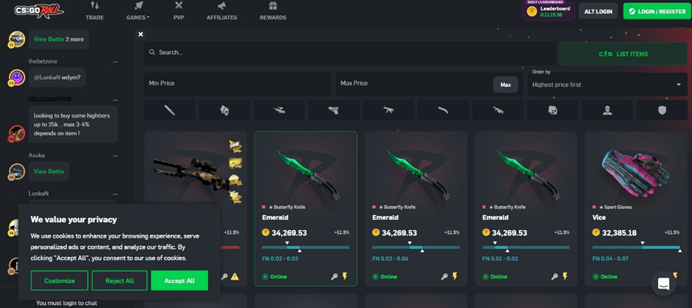 CSGORoll case site