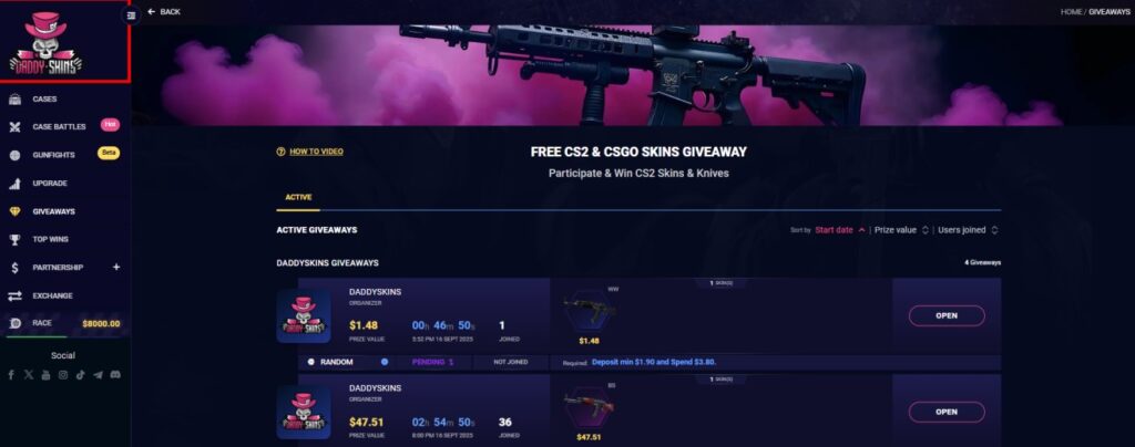 DaddySkins Giveaways