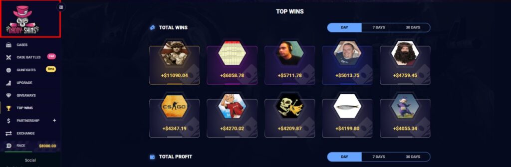 DaddySkins Top Wins